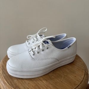 Keds White The Platform Leather Lace Up - Size 8